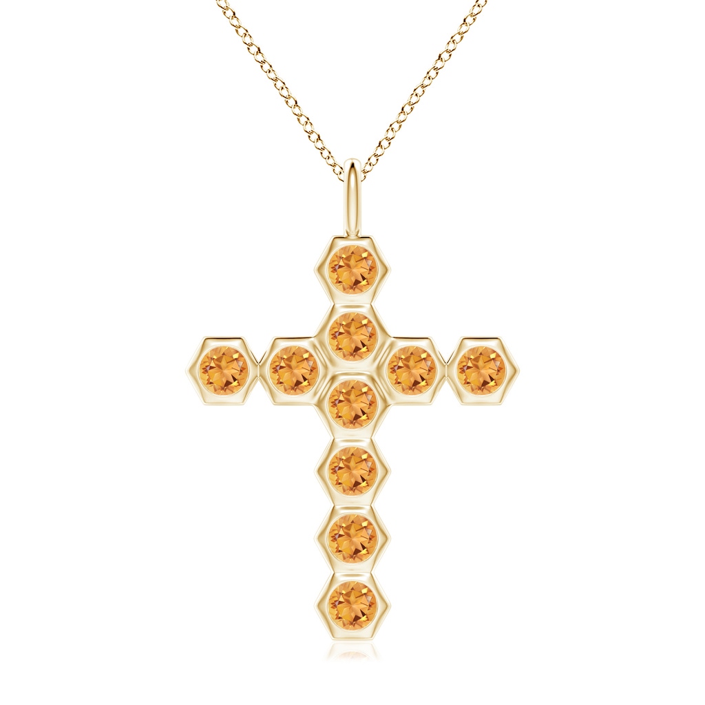 3mm AAA Natori x Angara Hexagonal Citrine Cross Pendant in Yellow Gold