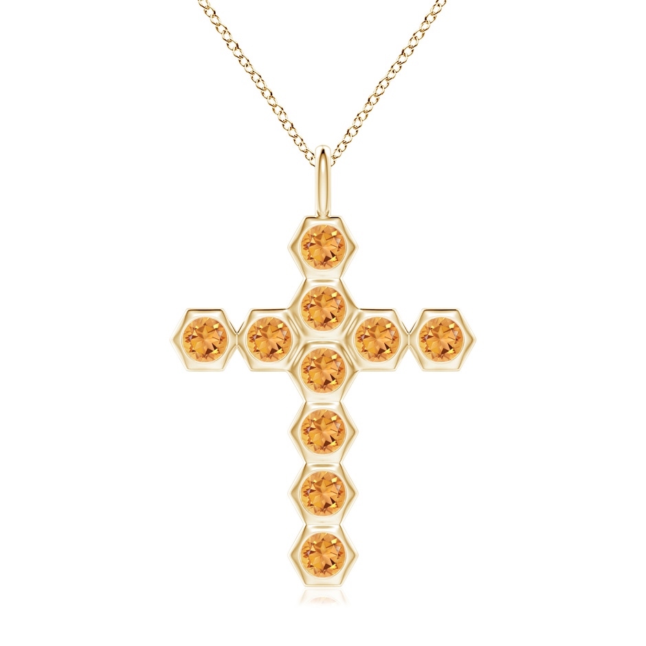 3mm AAA Natori x Angara Hexagonal Citrine Cross Pendant in Yellow Gold 