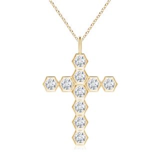 3mm IJI1I2 Natori x Angara Hexagonal Diamond Cross Pendant in Yellow Gold