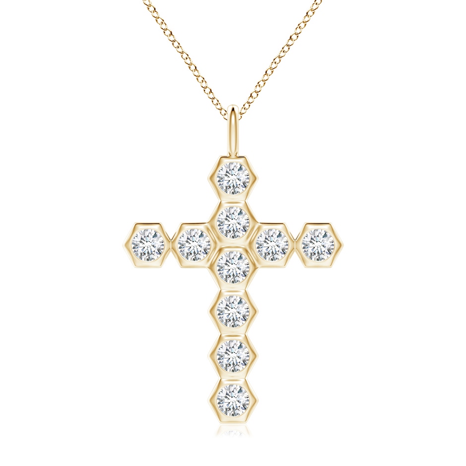 3mm IJI1I2 Natori x Angara Hexagonal Diamond Cross Pendant in Yellow Gold 