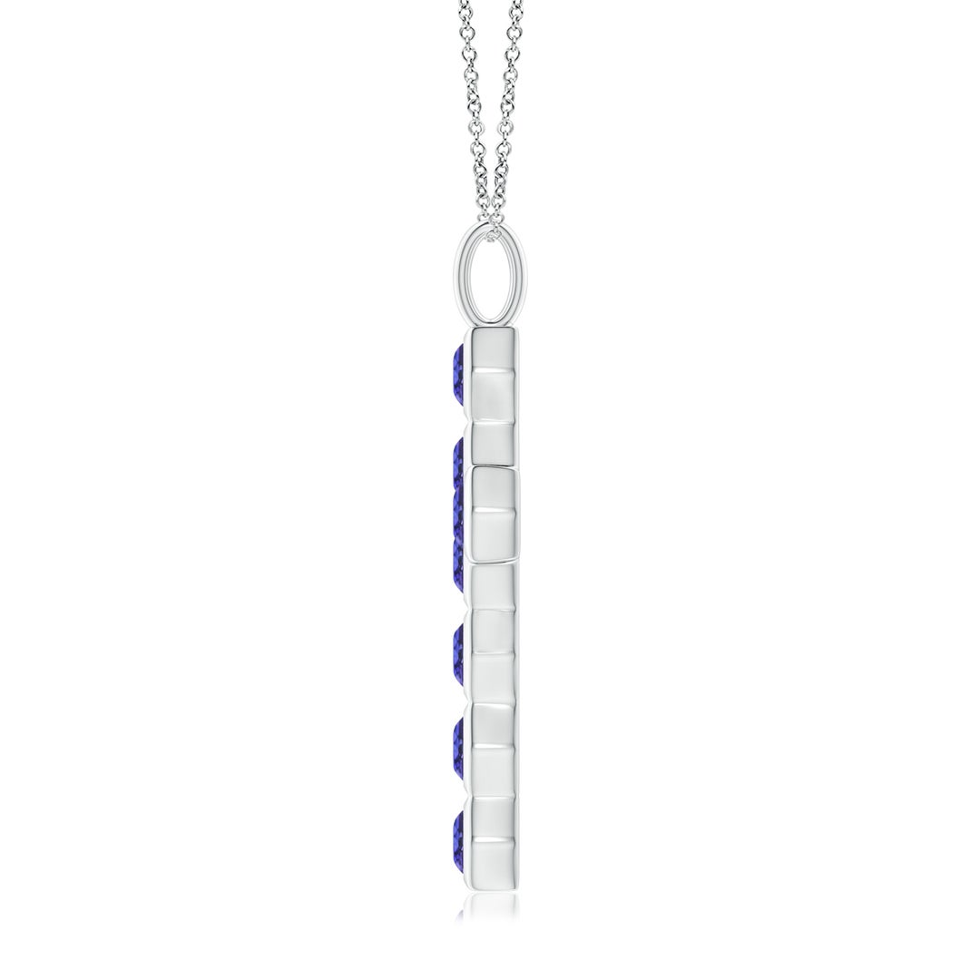 3mm AAA Natori x Angara Hexagonal Tanzanite Cross Pendant in White Gold - side 1