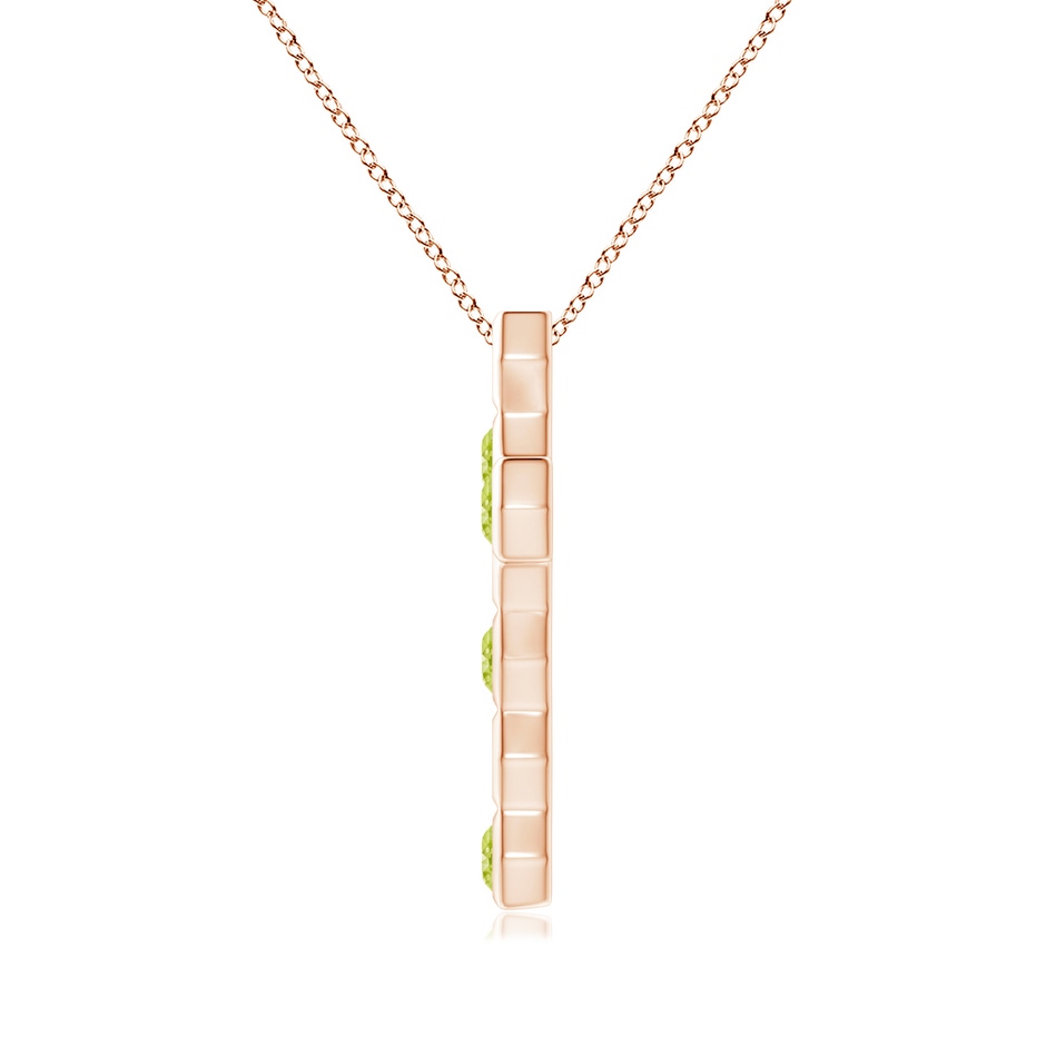 3mm AAA Natori x Angara Hexagonal Alternate Peridot Cross Pendant in Rose Gold side 1