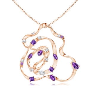 6x4mm AAA Natori x Angara Multi-Shape Dispersed Amethyst & Diamond Sakura Pendant in Rose Gold