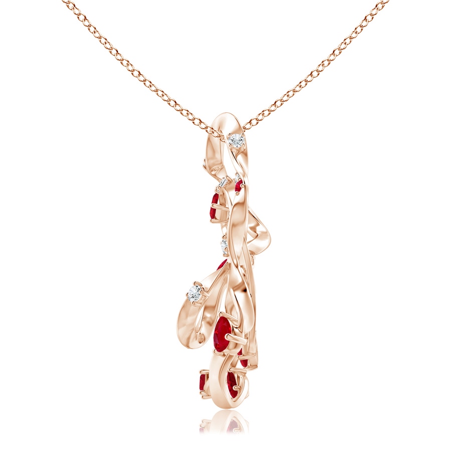 6x4mm AAA Natori x Angara Multi-Shape Dispersed Ruby & Diamond Sakura Pendant in Rose Gold side-1