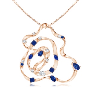 6x4mm AAA Natori x Angara Multi-Shape Dispersed Sapphire & Diamond Sakura Pendant in Rose Gold