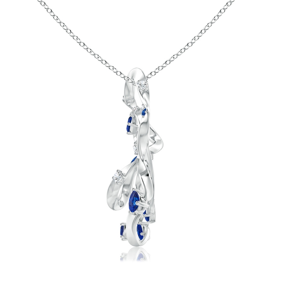 6x4mm AAA Natori x Angara Multi-Shape Dispersed Sapphire & Diamond Sakura Pendant in White Gold side-1