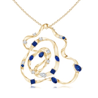 6x4mm AAA Natori x Angara Multi-Shape Dispersed Sapphire & Diamond Sakura Pendant in Yellow Gold