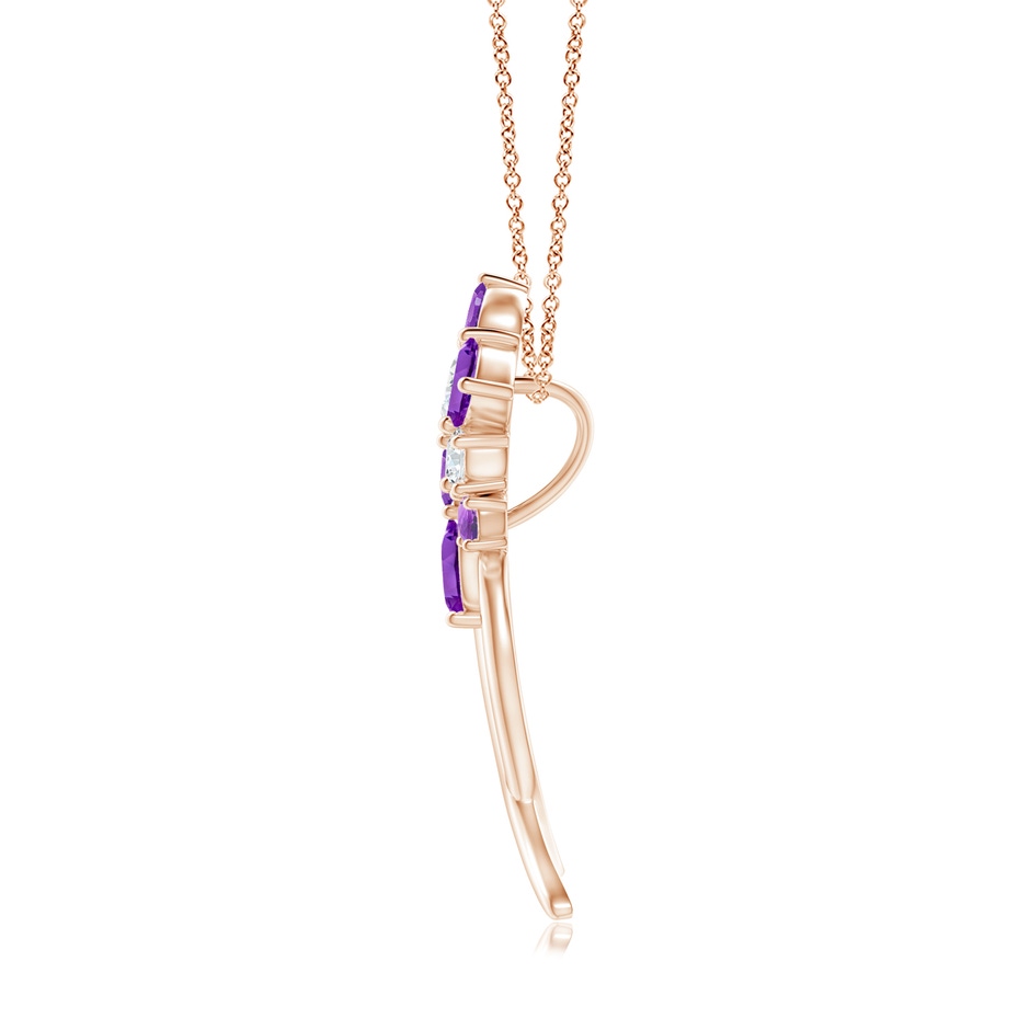 6x4mm AAA Natori x Angara Cascading Multi-Shape Amethyst & Diamond Sumi Stroke Slider Pendant in Rose Gold side-1