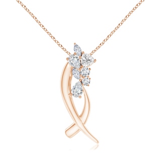 6x4mm IJI1I2 Natori x Angara Cascading Multi-Shape Diamond Sumi Stroke Slider Pendant in Rose Gold