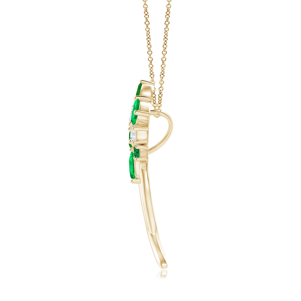 6x4mm AAA Natori x Angara Cascading Multi-Shape Emerald & Diamond Sumi Stroke Slider Pendant in Yellow Gold Side-1