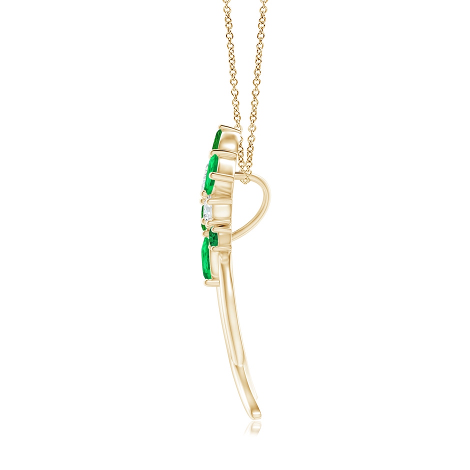 6x4mm AAA Natori x Angara Cascading Multi-Shape Emerald & Diamond Sumi Stroke Slider Pendant in Yellow Gold side-1