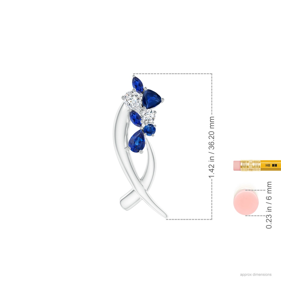 6x4mm AAA Natori x Angara Cascading Multi-Shape Sapphire & Diamond Sumi Stroke Slider Pendant in White Gold ruler