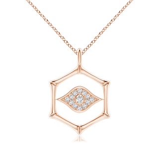 1.3mm IJI1I2 Natori x Angara Hexagonal Indochine Bamboo Evil Eye Pendant with Diamond in Rose Gold