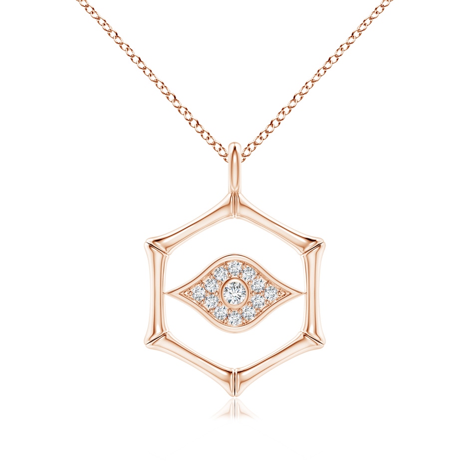 1.3mm IJI1I2 Natori x Angara Hexagonal Indochine Bamboo Evil Eye Pendant with Diamond in Rose Gold 