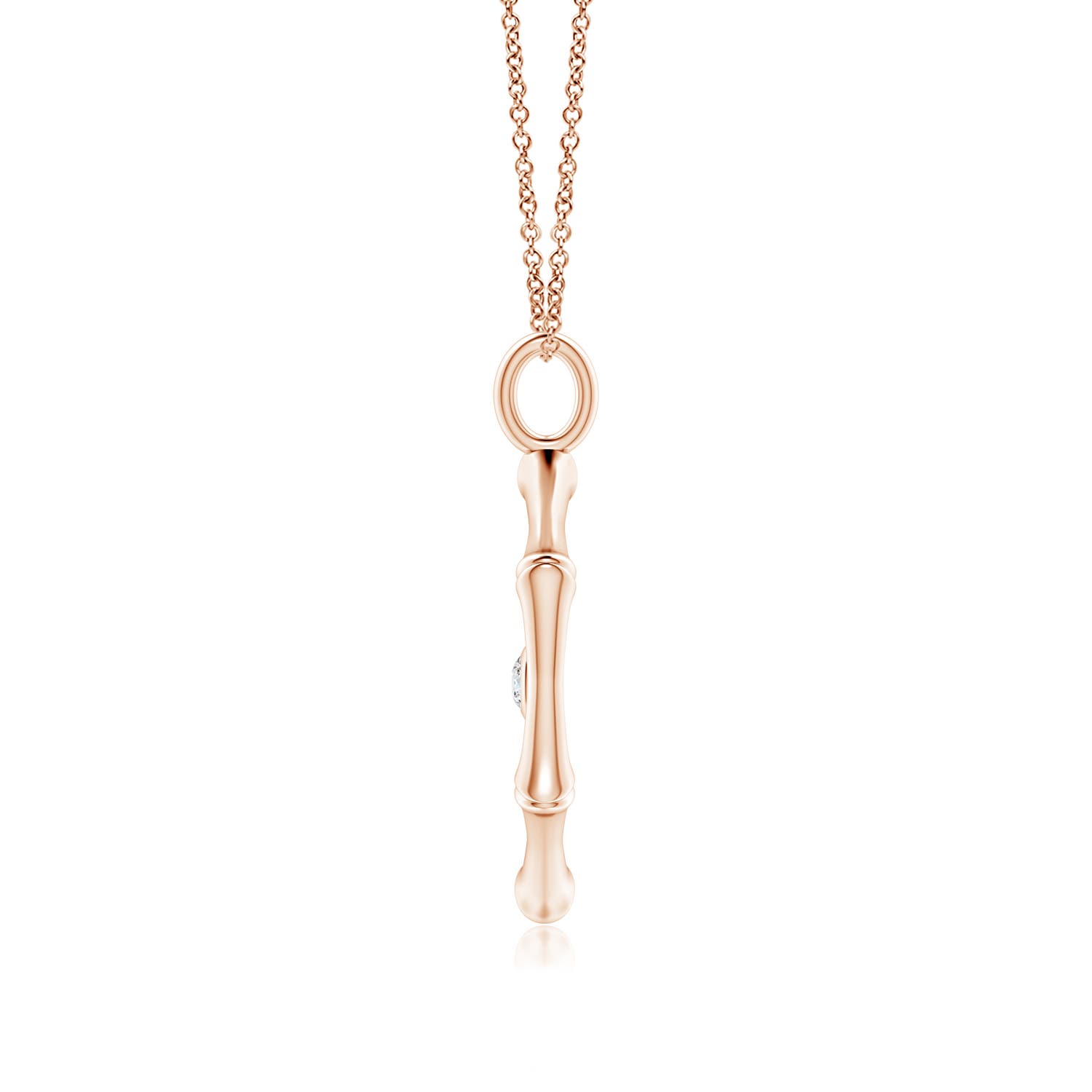 1.3mm IJI1I2 Natori x Angara Hexagonal Indochine Bamboo Evil Eye Pendant with Diamond in Rose Gold - side 1