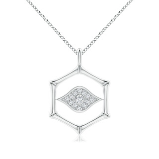 1.3mm IJI1I2 Natori x Angara Hexagonal Indochine Bamboo Evil Eye Pendant with Diamond in White Gold