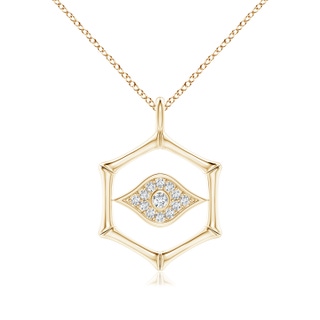 1.3mm IJI1I2 Natori x Angara Hexagonal Indochine Bamboo Evil Eye Pendant with Diamond in Yellow Gold