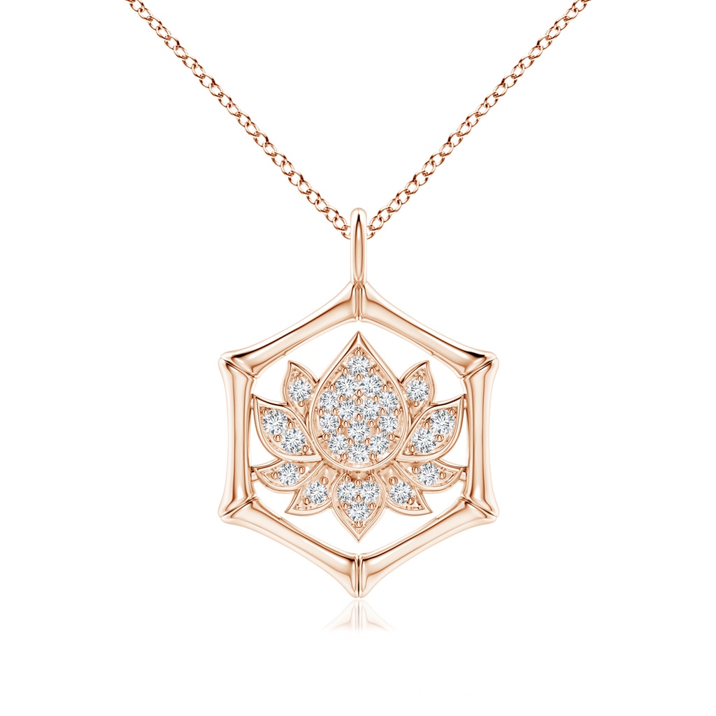 1mm IJI1I2 Natori x Angara Hexagonal Indochine Bamboo Lotus  Pendant with Diamond in Rose Gold