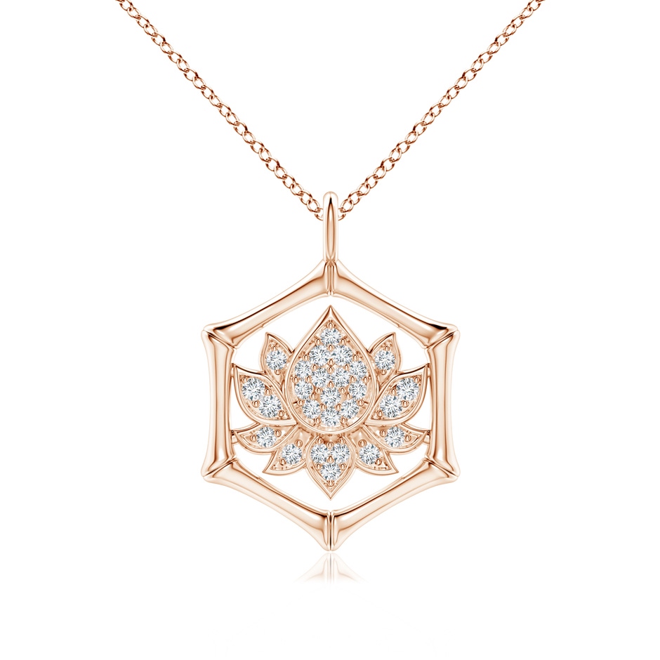 1mm IJI1I2 Natori x Angara Hexagonal Indochine Bamboo Lotus  Pendant with Diamond in Rose Gold 