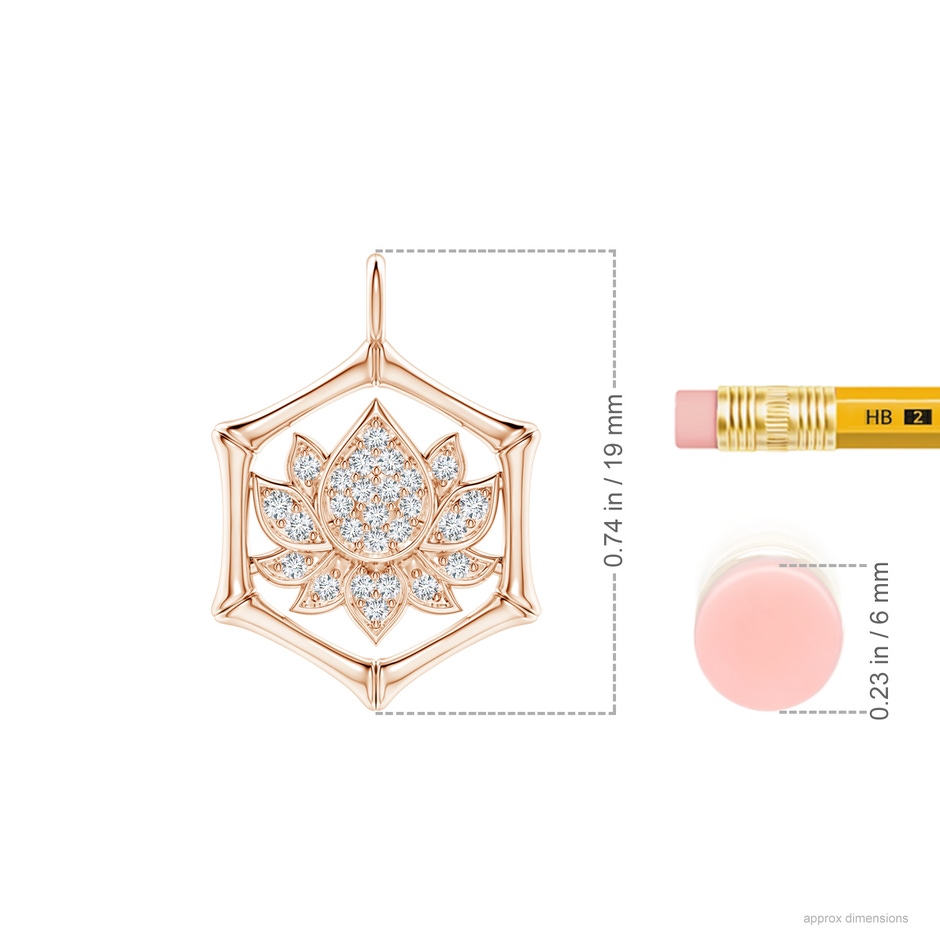 1mm IJI1I2 Natori x Angara Hexagonal Indochine Bamboo Lotus  Pendant with Diamond in Rose Gold ruler