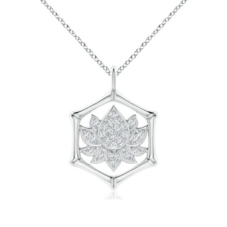 1mm IJI1I2 Natori x Angara Hexagonal Indochine Bamboo Lotus  Pendant with Diamond in White Gold