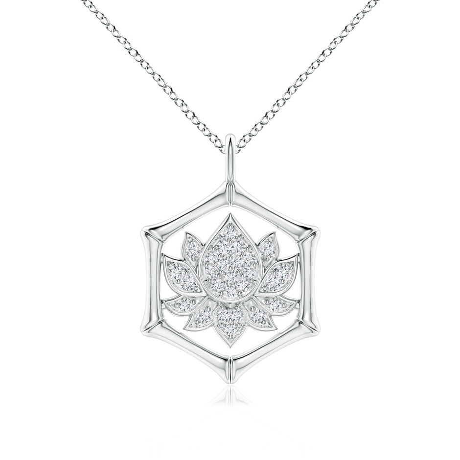 1mm IJI1I2 Natori x Angara Hexagonal Indochine Bamboo Lotus  Pendant with Diamond in White Gold 