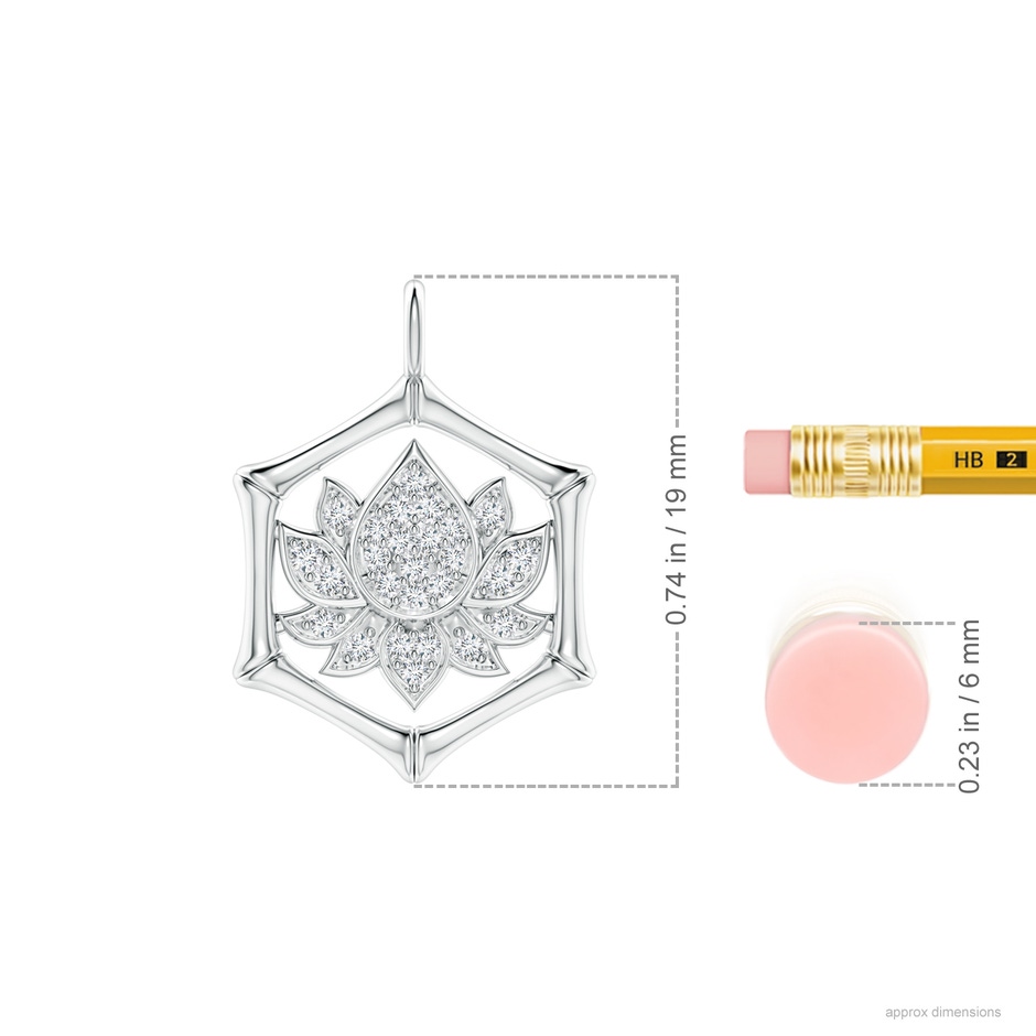 1mm IJI1I2 Natori x Angara Hexagonal Indochine Bamboo Lotus  Pendant with Diamond in White Gold ruler