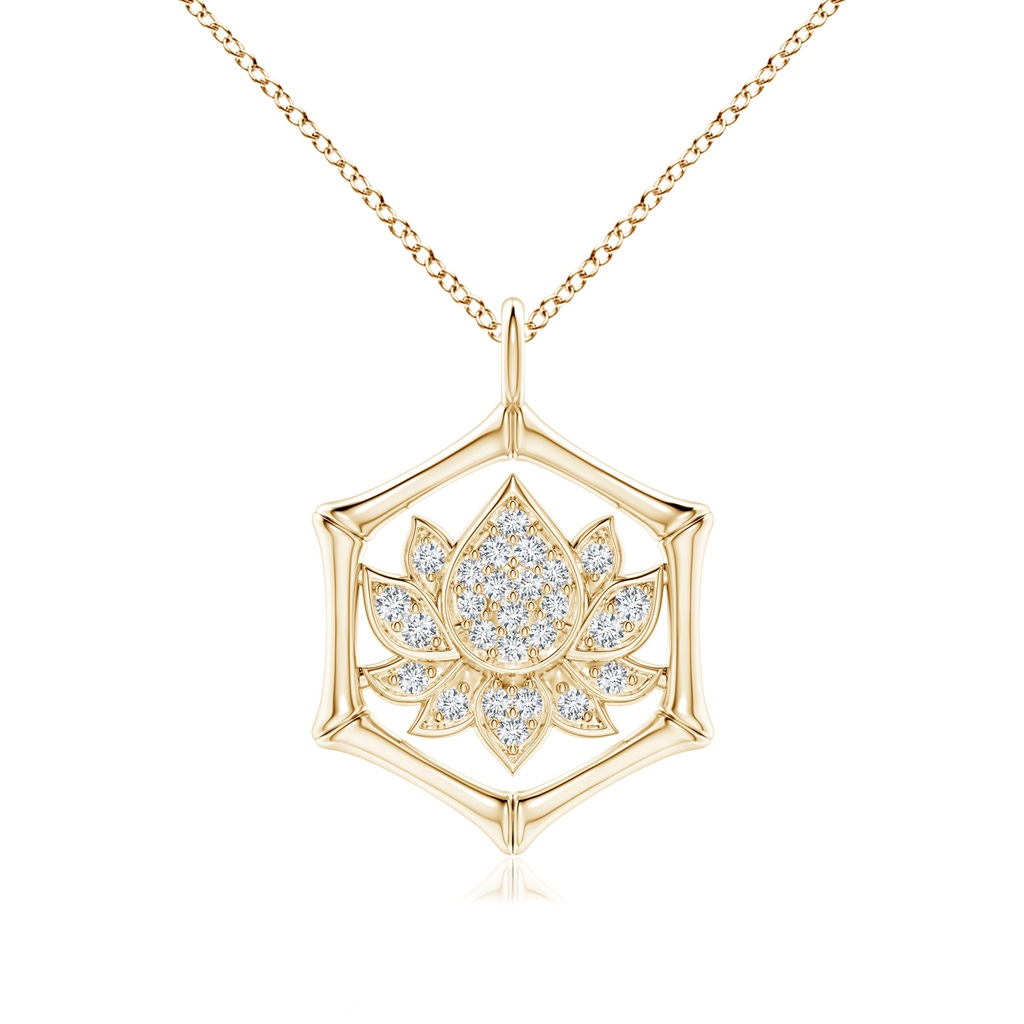 1mm IJI1I2 Natori x Angara Hexagonal Indochine Bamboo Lotus  Pendant with Diamond in Yellow Gold