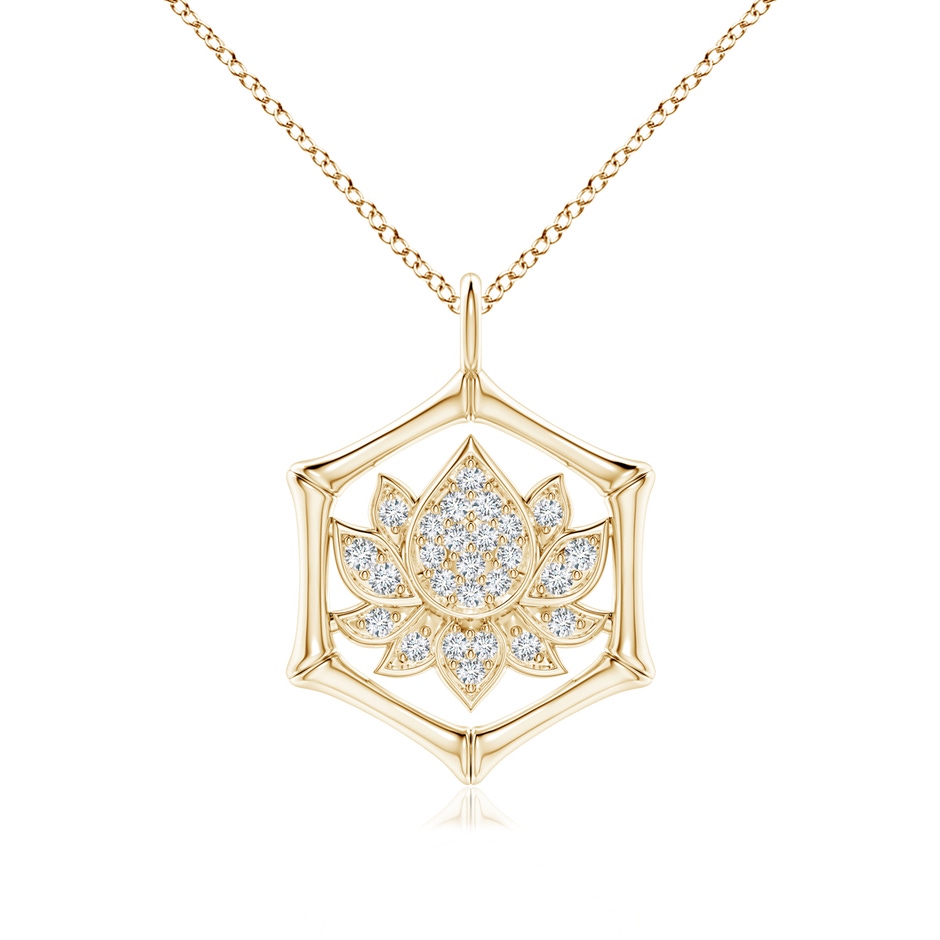 1mm IJI1I2 Natori x Angara Hexagonal Indochine Bamboo Lotus  Pendant with Diamond in Yellow Gold 