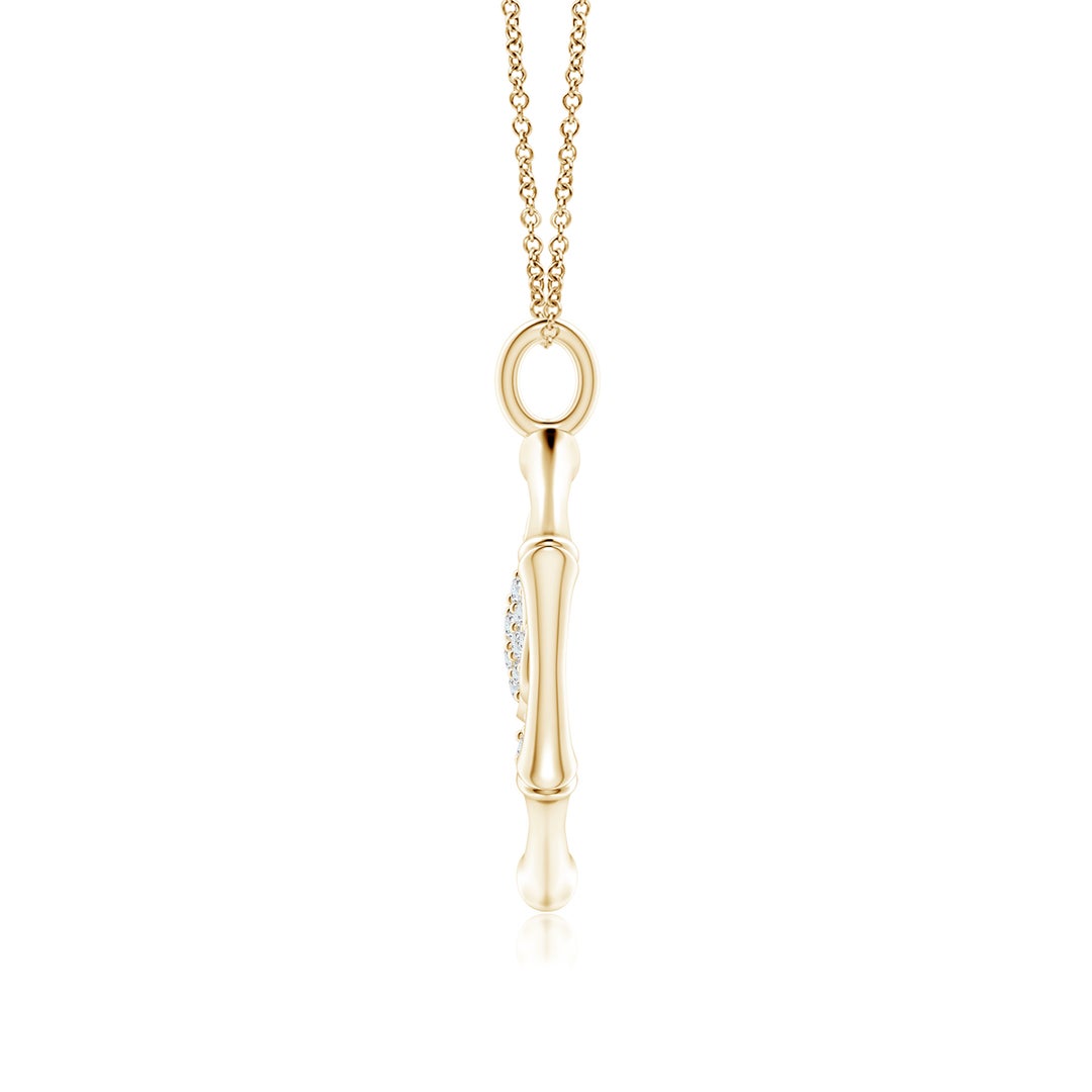 1mm IJI1I2 Natori x Angara Hexagonal Indochine Bamboo Lotus  Pendant with Diamond in Yellow Gold - side 1