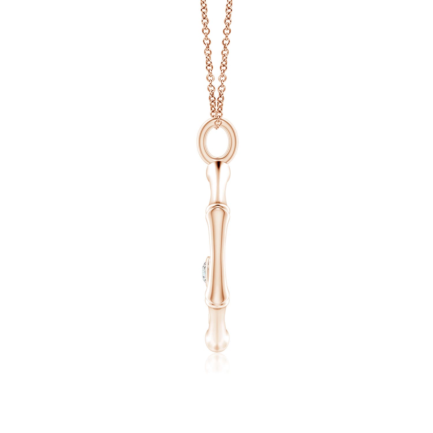 1.5mm IJI1I2 Natori x Angara Hexagonal Indochine Bamboo Hamsa Pendant with Diamond in Rose Gold - side 1