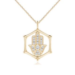 1.5mm IJI1I2 Natori x Angara Hexagonal Indochine Bamboo Hamsa Pendant with Diamond in Yellow Gold