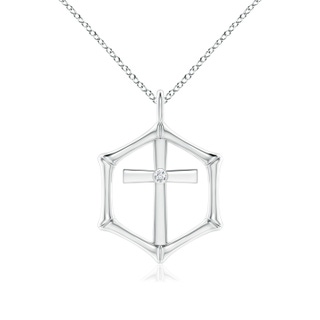 1.3mm IJI1I2 Natori x Angara Hexagonal Indochine Bamboo Cross Pendant with Diamond in White Gold