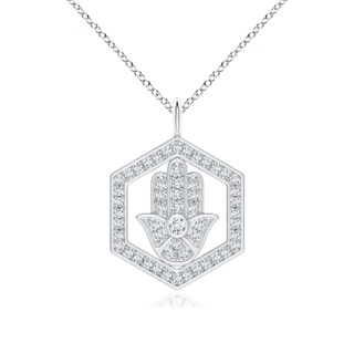 1.5mm IJI1I2 Natori x Angara Hexagonal Diamond Hamsa Pendant in White Gold