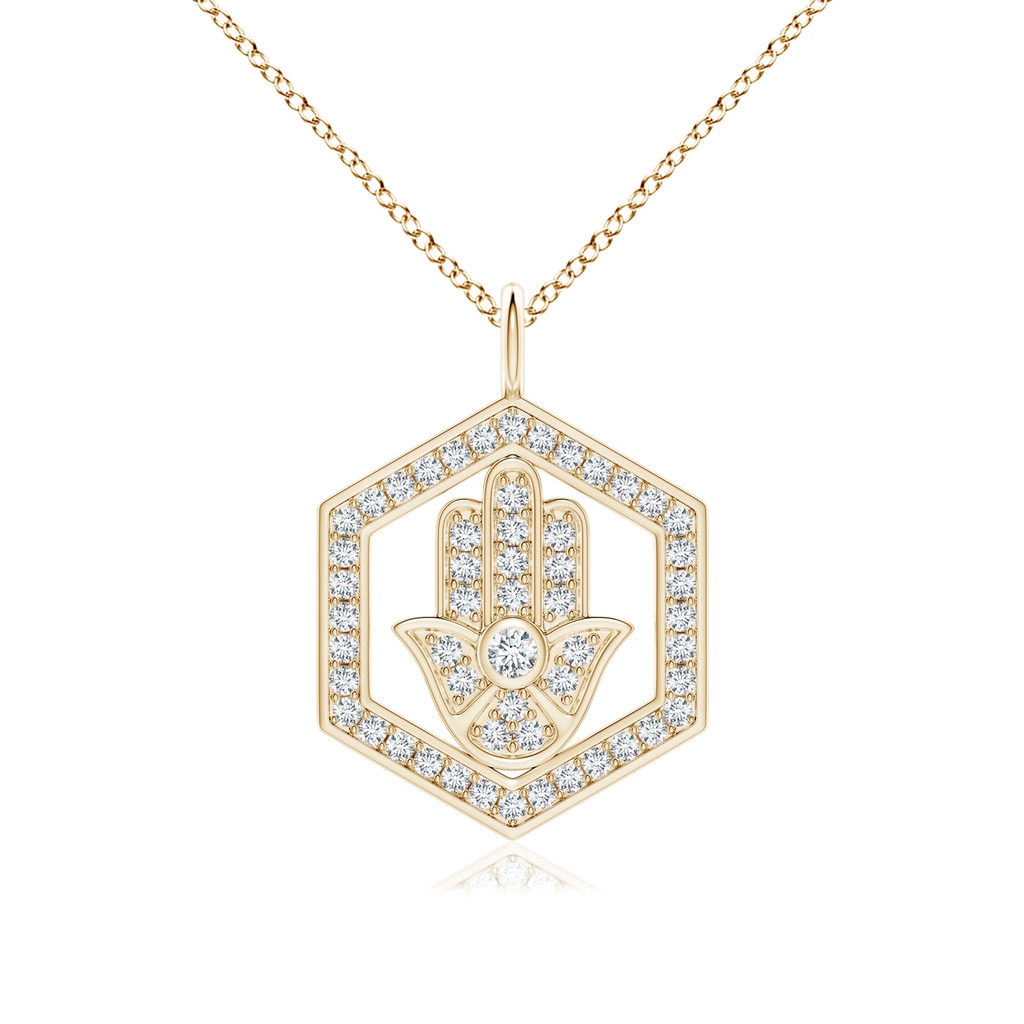 1.5mm IJI1I2 Natori x Angara Hexagonal Diamond Hamsa Pendant in Yellow Gold 