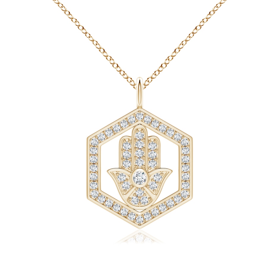 1.5mm IJI1I2 Natori x Angara Hexagonal Diamond Hamsa Pendant in Yellow Gold 