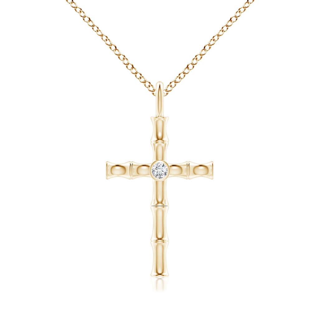 1.5mm IJI1I2 Natori x Angara Indochine Bamboo Cross Pendant with Diamond in Yellow Gold