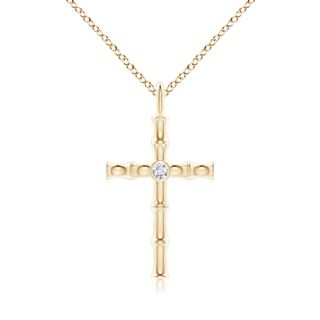 1.5mm IJI1I2 Natori x Angara Indochine Bamboo Cross Pendant with Diamond in Yellow Gold