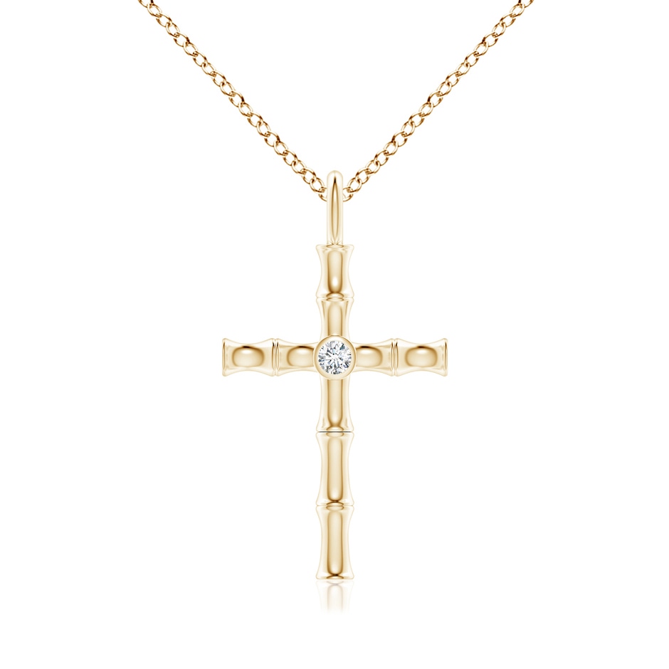 1.5mm IJI1I2 Natori x Angara Indochine Bamboo Cross Pendant with Diamond in Yellow Gold 