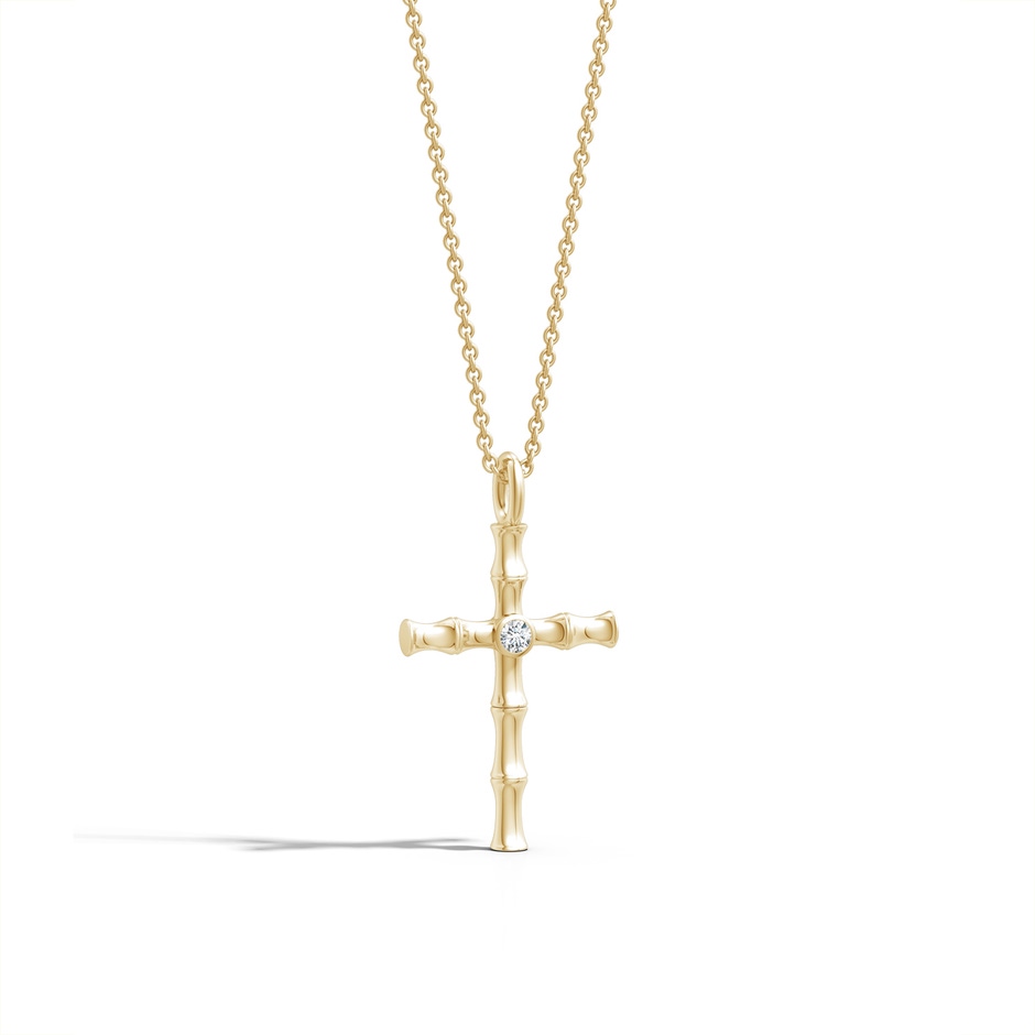 1.5mm IJI1I2 Natori x Angara Indochine Bamboo Cross Pendant with Diamond in Yellow Gold lifestyle