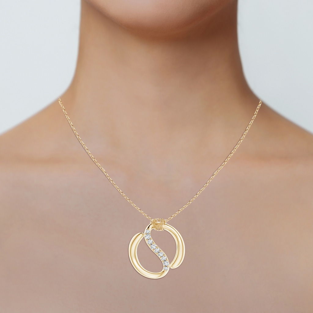 2.4mm HSI2 Natori x Angara Yin-Yang Diamond Shangri-La Knot Chain Pendant in Yellow Gold Body-Neck