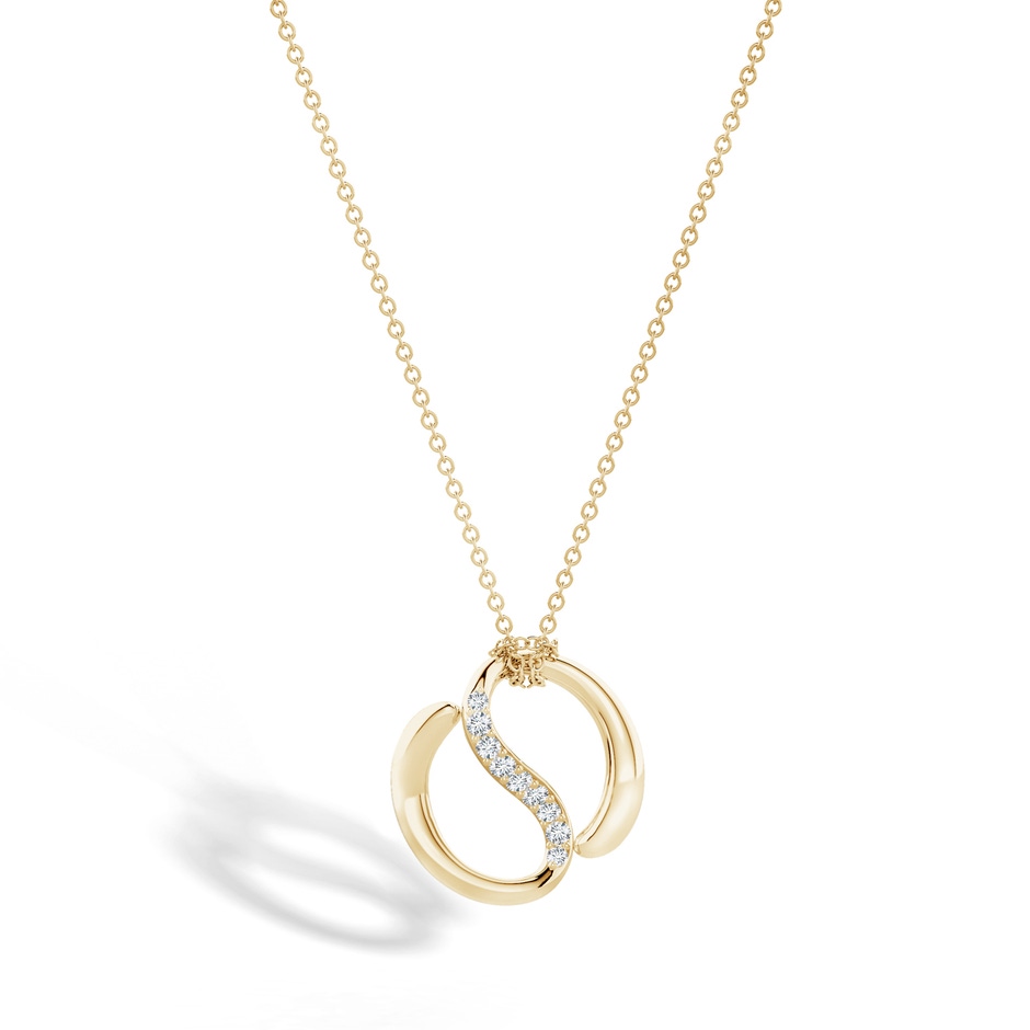 2.4mm HSI2 Natori x Angara Yin-Yang Diamond Shangri-La Knot Chain Pendant in Yellow Gold lifestyle