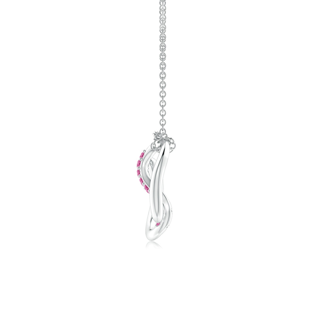 2.4mm AAA Yin-Yang Pink Sapphire Shangri-La Knot Chain Pendant in White Gold Side 199