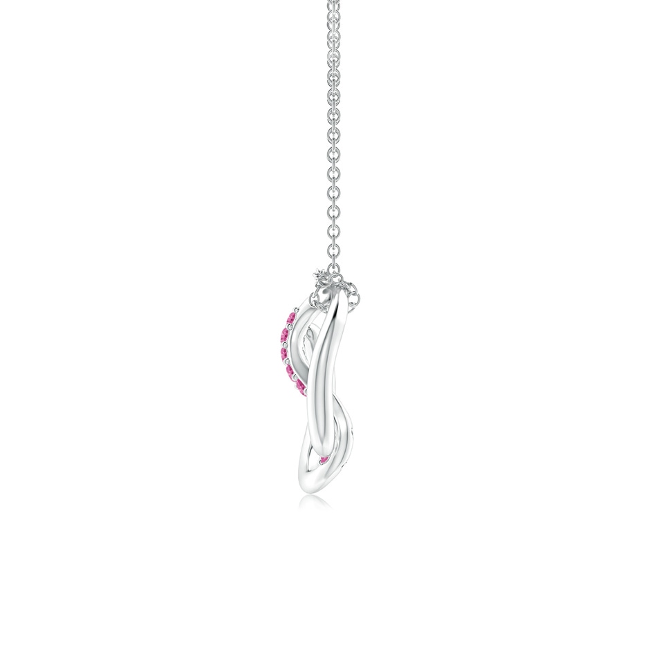 2.4mm AAA Yin-Yang Pink Sapphire Shangri-La Knot Chain Pendant in White Gold side 199