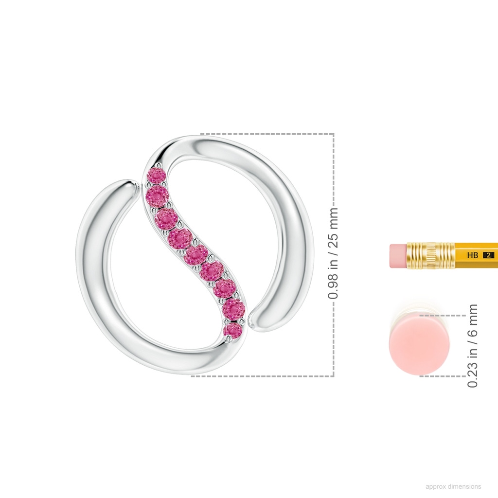 2.4mm AAA Yin-Yang Pink Sapphire Shangri-La Knot Chain Pendant in White Gold ruler