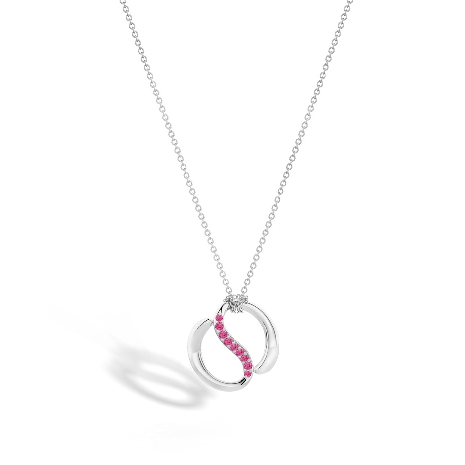 2.4mm AAA Yin-Yang Pink Sapphire Shangri-La Knot Chain Pendant in White Gold side 499