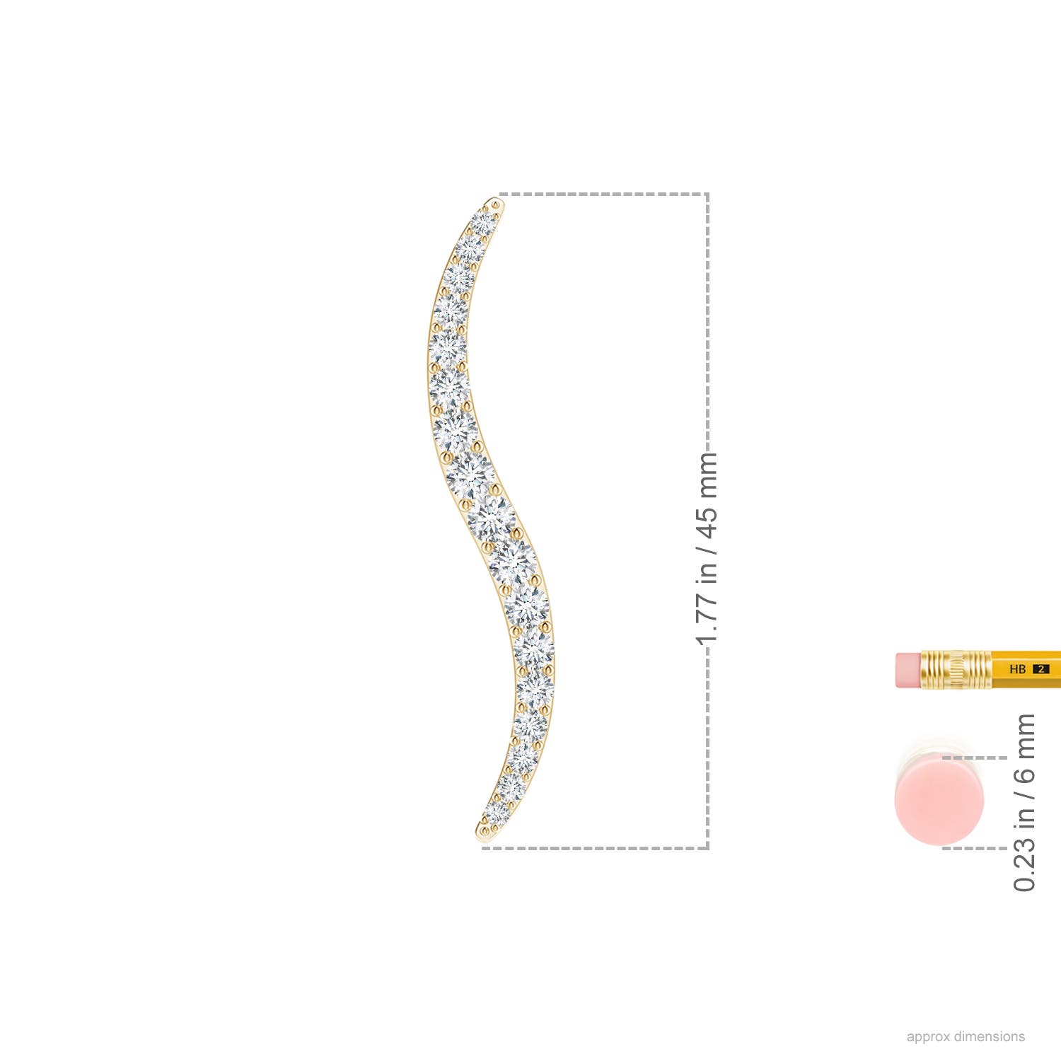 3.3mm HSI2 Natori x Angara Large Shangri-la - Brush Stroke Diamond Shangri-La Pendant in Yellow Gold - ruler