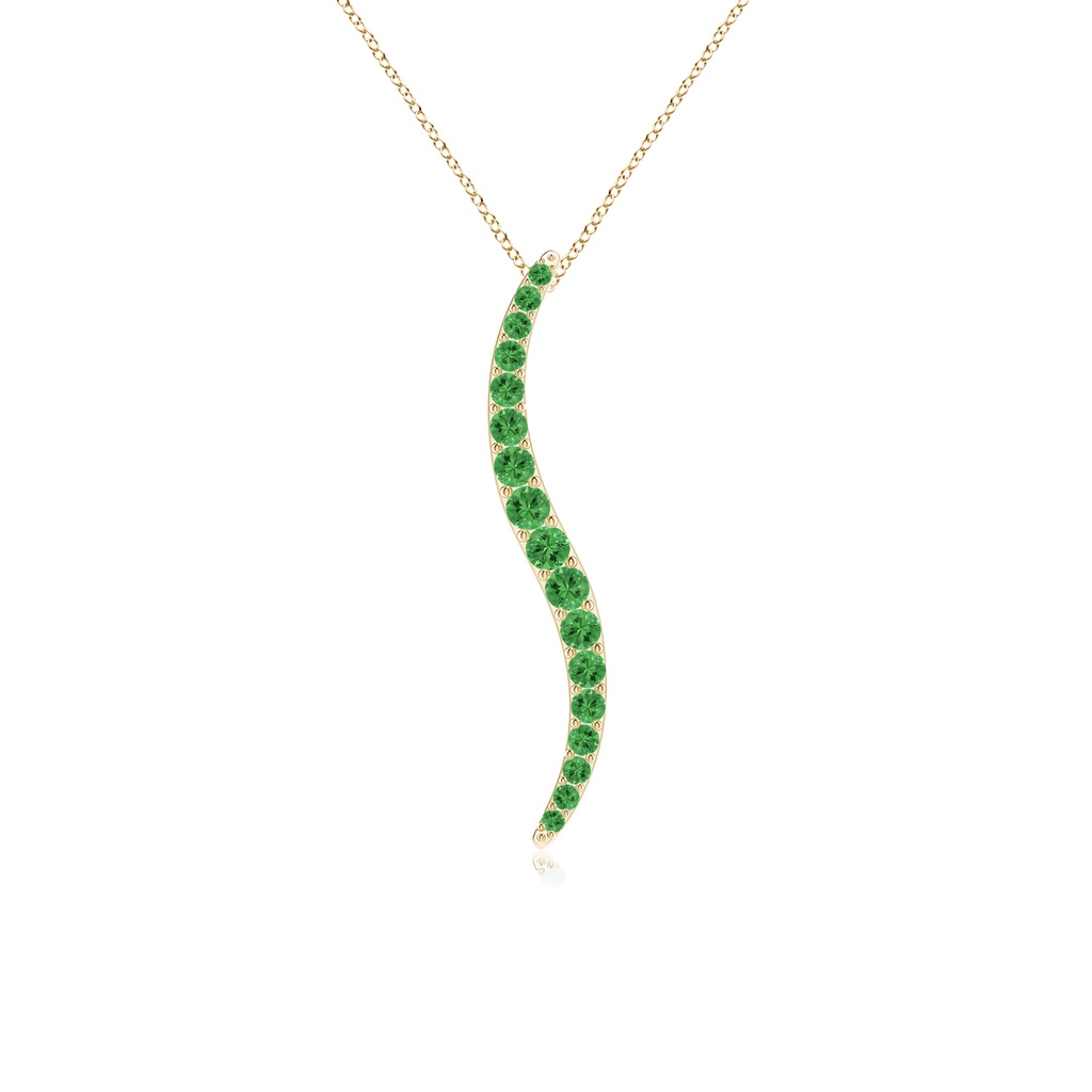 3.3mm AAA Large Brush Stroke Tsavourite Shangri-La Pendant in Yellow Gold