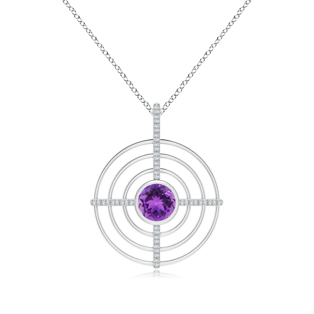 10mm AAA Natori x Angara Infinity Concentric Circle Amethyst Pendant with Diamond Bars in White Gold