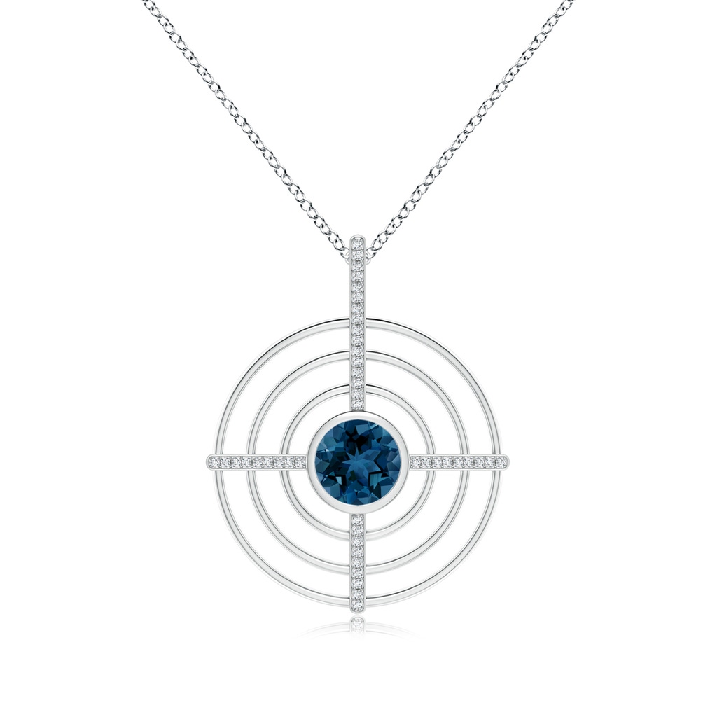10mm AAA Natori x Angara Infinity Concentric Circle London Blue Topaz Pendant with Diamond Bars in White Gold